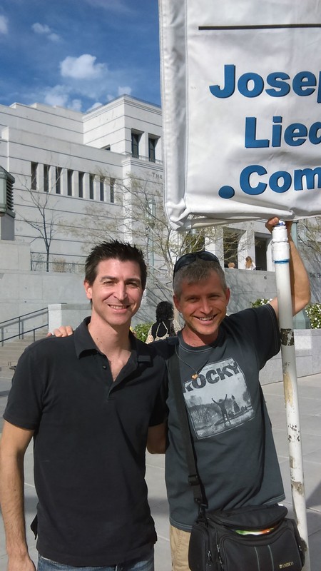 Good friend Mark Molsberry with Rob outside the Relief Society Meeting